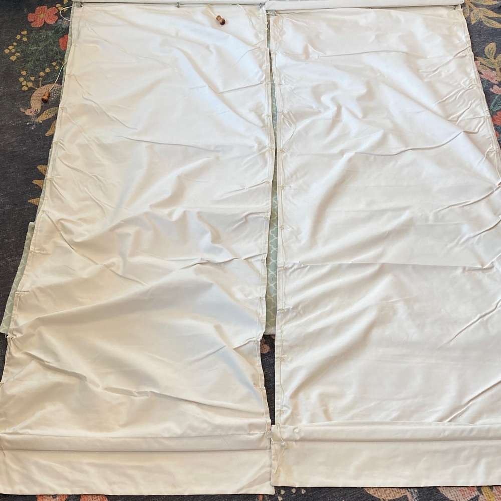 Set of Two French Door Relaxed Roman Shades Country House Toile Off Black Beige - Picture 8 of 12